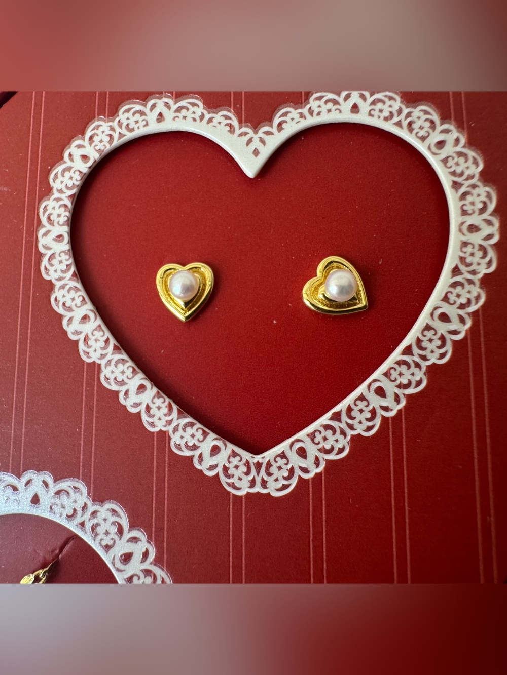 A New Day 14K Gold Dipped CZ Heart Locket Necklace w/ 2 Pairs of Earrings - Picture 4 of 8